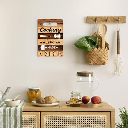 Farmhouse Kitchen Decor, Kitchen Signs Wall Decor, Kitchen Decorations, Kitchen Door Wall Hanging Decor, Cooking If Love Made Visible Wood Sign 8 x 12 Inch