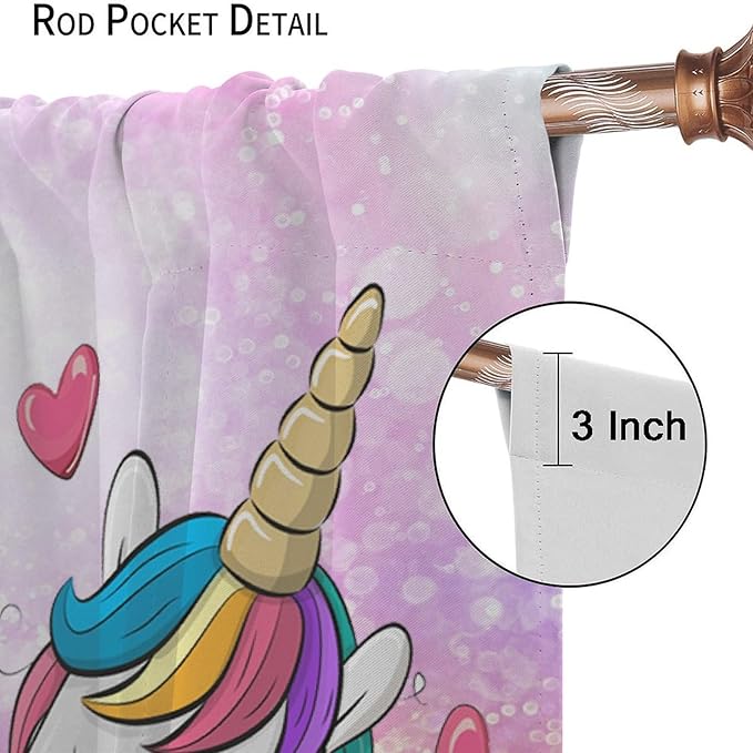 Kids Unicorn Curtains Kids Girls Boys Rainbow Unicorn Pattern Blackout Curtains Bedroom Curtains 84x84 Inches 2 Panels