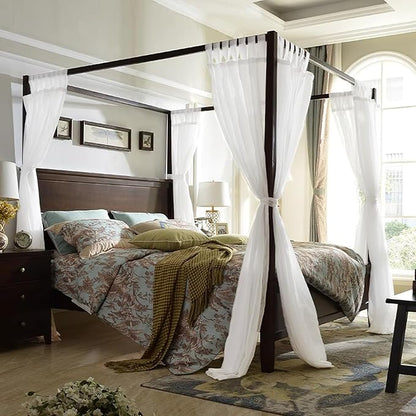 AIKASY Princess Canopy Bed Curtain with Top and Self-Adhesive Tie Straps, Creating a Romantic Atmosphere in The Room