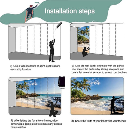 Beach Coconut Tree Natural Scenery Landscape Wallpaper for Bedroom (Not Peel and Stick)