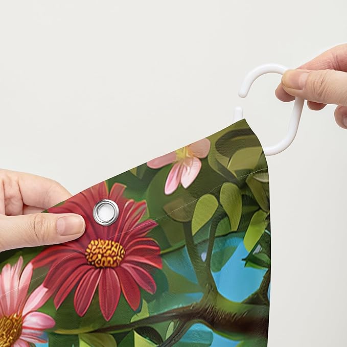 AILONEN Kawaii Cat Shower Curtain Set, Swing Cat with Butterfly Waterproof Fabric Shower Curtain for Kids Boys Girls,Cartoon Pet Cats Cloth Bath Curtain,48" W*72" H