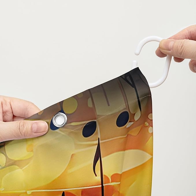 AILONEN Love Theme Shower Curtain for Bathroom, Romantic Rainbow Balloon Tie Dye Bath Curtain for Kids Girls Women,Abstract Music Black Shower Curtain Waterproof with 12 Plastic Hooks, 72" W*72" H