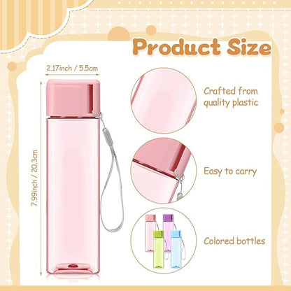 Mifoci 20 Pieces Water Bottle Bulk 17 oz Plastic Water Bottles Bulk Gym Sports Adults Reusable Large Water Bottles for Outdoor Fitness(Colorful,Rectangle)