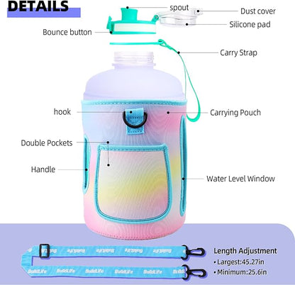 QuiFit 1 Gallon Water Bottle - 128 oz Water Bottle with Times to Drink - BPA Free Motivational Water Bottle with Infuser - Large Water Bottle - Sports Water Bottle 1 Gallon in Gym