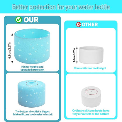 2PCS Silicone Water Bottle Boot for Owala 24oz 32oz 40oz,Anti-Slip Protective Sleeve Bottom Bumper Protector for FreeSip, Twist, and Flip Water Bottles