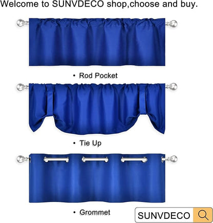 Royal Blue Valances for Windows Solid Grommet Top Blackout Valance for Kitchen Short Straight Drape Valance for Bedroom Boys Room 52X18 1 Panel