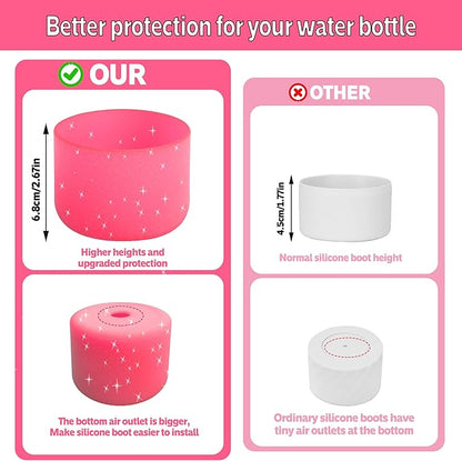2PCS Silicone Water Bottle Boot for Owala 24oz 32oz 40oz,Anti-Slip Protective Sleeve Bottom Bumper Protector for FreeSip, Twist, and Flip Water Bottles