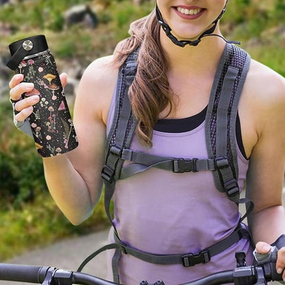 Wild Mushoom Water Bottle 18 Oz for Women Insulated Water Bottles with Handle Flask Wide Mouth Bottle Vacuum Stainless Steel Metal Water Bottle