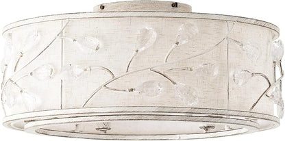 20 Inch White Crystal Ceiling Fan with Light, Caged Crystal Ceiling Fan with Light Remote Control, Flush Mount with 6 Speeds for Bedroom, Nursery, Living Room (6 E12 Bulb Includ) (White)