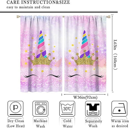 Kids Unicorn Curtains Kids Girls Boys Rainbow Unicorn Pattern Blackout Curtains Bedroom Curtains 72x63 Inches 2 Panels