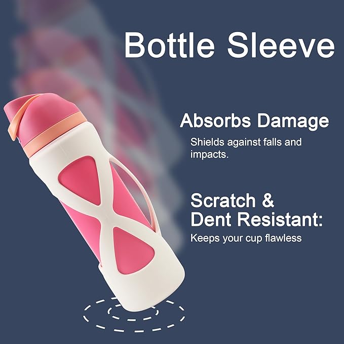 Bigwaves Bottle Sleeve for owala，with Handle,Full Wrap Protection Anti-Sliding Bottom Protective Sleeve,Anti-Scratch,Fall-Arrest,Compatibility with 24oz owala Accessory（White）