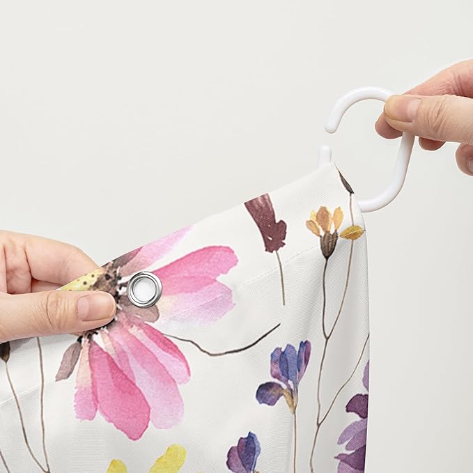 AILONEN Solemn Flowers Shower Curtain,Daisy Theme Bathroom Shower Curtain for Girls Kids Teens, 48" W*72" H Watercolor Patchwork Flowers Bathroom Decor for Bathroom