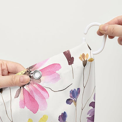 AILONEN Solemn Flowers Shower Curtain,Daisy Theme Bathroom Shower Curtain for Girls Kids Teens, 72" W*72" H Watercolor Patchwork Flowers Bathroom Decor for Bathroom