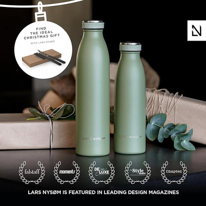 LARS NYSØM Stainless Steel Insulated Water Bottle 12oz 17oz 25oz 34oz 51oz | BPA-free Insulated Thermo Flask for Hot and Cold Beverages | Leakproof Drinking Bottle (Spicy Mustard, 17oz)