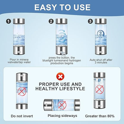 2024 Hydrogen Water Bottle, Hydrogen Water Bottle Generator, Three Minute Rapid Electrolysis, 420ml Portable Hydrogen Water Generator for Office, Daily Use, Travel, Fitness and Gifts