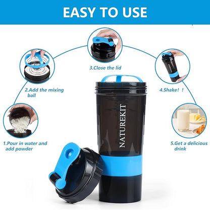 Shaker Bottle,Protein Shaker Bottle, 16 oz GYM Shaker Cup with shaker Ball,Shaker Cups for Protein Shakes, Drink Mixer Bottle with Storage,BAP Free,Leakproof,Blue