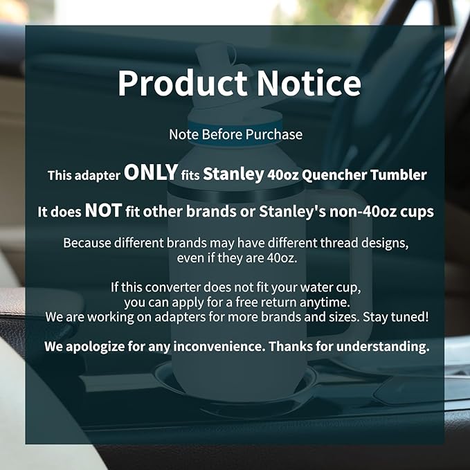 Aobiono Water Bottle Adapter for Stanley 40oz Quencher Tumbler to Cirkul, Lid Cap Converter Accessories, BPA Free Plastic, Food Grade Silicone Gasket Leakproof (Black-2Pcs)