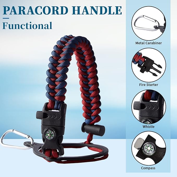 Insulated Water Bottle 32 oz - Straw & Chug Lid, Paracord Handle, Metal Water Bottles Holder with Strap, Water Bottle Boot, Triple Wall Vacuum Flask Thermo Flask with Straw Keep Cold 48H Hot 24H