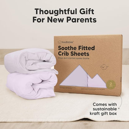 2-Pack Organic Crib Sheets for Boys, Girls - Jersey Fitted Crib Sheet, Baby Crib Sheets Neutral, Crib Mattress Sheet, Cotton Crib Sheets, Breathable Crib Sheet, Baby Mattress Sheets (Thistle)