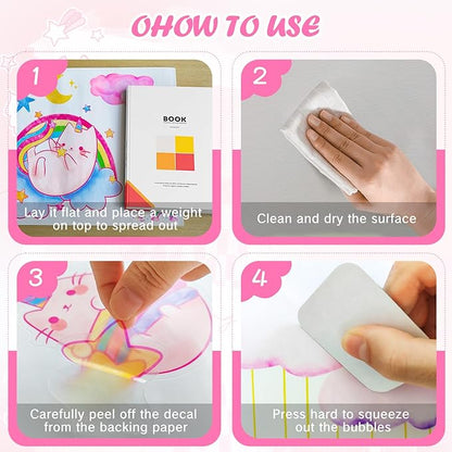 MORCART Rainbow Wall Decal Unicorn Wall Stickers Moon Cat Hearts Clouds Watercolor Stars Removable Vinyl Decals for Nursery Kids Girls Bedroom Birthday Party Wall Decor