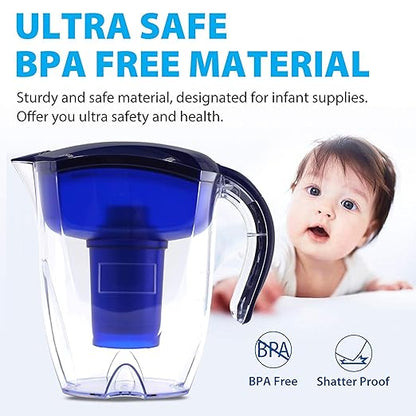 Alkaline Water Filter Pitcher, 7-Stage Cartridge Composed of Ion Exchange Resin, Tourmaline, Mineral Balls and Carbon, Removes Free-Radicals and Eliminates Toxins, 3.5 Liters (Pitcher)