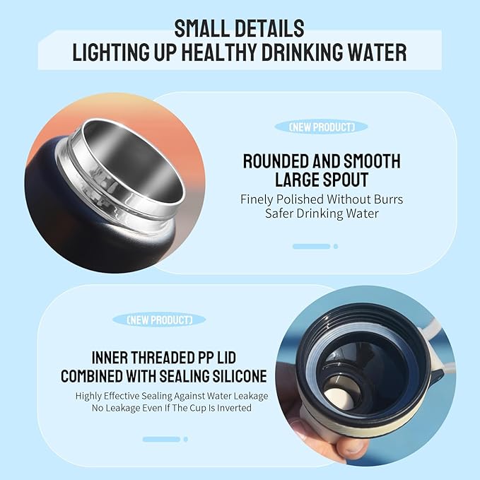 Comeon Insulated Stainless Steel Water Bottle with Lid, 24 OZ Leak Proof Vacuum Sports Water Flask for Gym, Travel, Bike, Camping