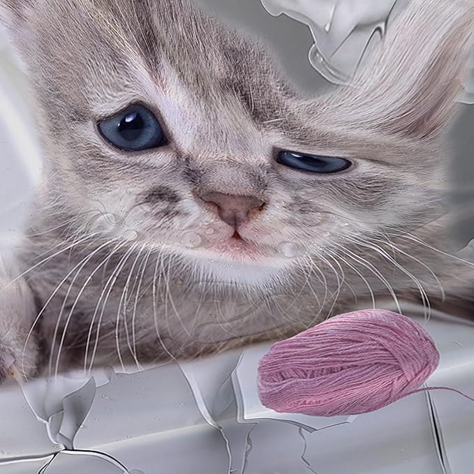 AILONEN 3D Kawaii Cat Shower Curtain, Beautiful Fuzzy Ball Kitten Shower Curtain for Kids Girls Boys Bathroom Decor,Cute Pet Animal Cat Lover Waterproof Shower Curtains Sets with Hooks,48" W*72" H