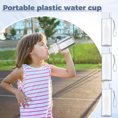 20 Pieces Water Bottle Bulk 17 oz Plastic Sports Water Bottles Reusable Leak Proof Portable Drink Bottles Large with Lid for Outdoor Fitness(White)