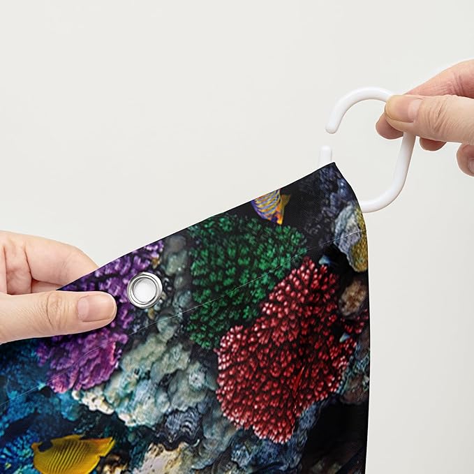 AILONEN Cartoon Jellyfish Shower Curtain,Underwater Animal Seahorses Style Bathroom Curtains Set for Kids,Girls,Ocean Theme Shower Curtains Set with Hooks for Bathroom,36" W*72" H