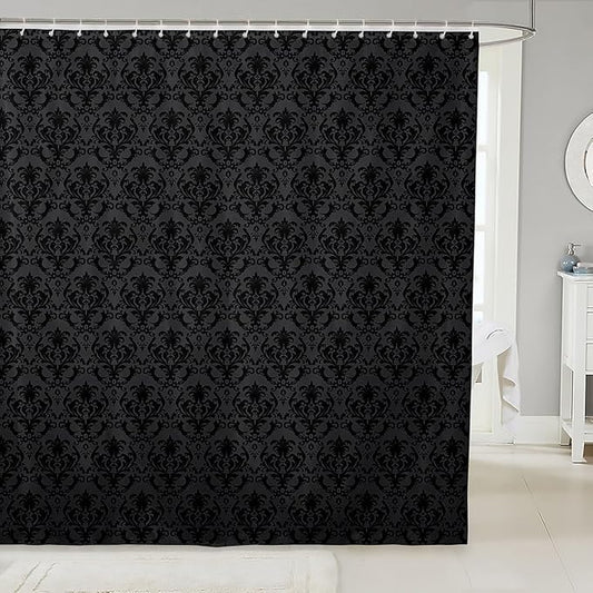 Feelyou Damask Shower Curtain 72"x78" Kids Vintage Floral Bathroom Shower Curtain Set for Boys Girls Teens Antique Victorian Baroque Bath Curtain Baroque Style Bathroom Accessories