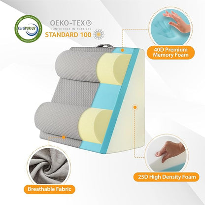 4PCS Orthopedic Bed Wedge Pillow Set for Sleeping, Wedge Pillow for Back Pain Relief, 10-in-1 Adjustable Bed Wedge Pillow Post Surgery, Triangle Pillow for Acid Reflux Snoring Gerd, Grey