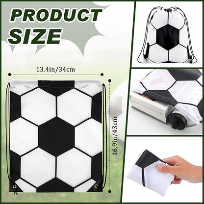4 Pcs Soccer Party Favors Sports Drawstring Bag 24 oz Soccer Reusable Water Bottles Sports Water Bottle for Sporting Cycling Working Traveling Gym Outdoor