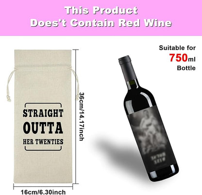 30 Years Old Happy Birthday Gift Wine Bag Funny 30th Birthday Gifts for Women Cotton Wine Wrap Bag Turning 30 Gifts Burlap Wine Bottle Bag 30th Anniversary Ideas Gift for Mom Wife Friend Sister
