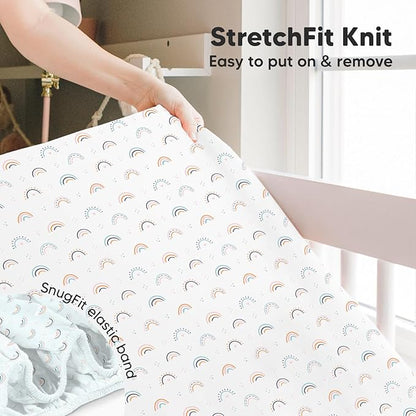 2-Pack Crib Sheets for Boys,Girls - Viscose Derived from Bamboo Fitted Crib Sheet, Organic Baby Crib Sheets, Crib Mattress Sheet,Toddler Bed Sheets,Baby Sheets for Crib Fitted Sheets(Jolly Rainbow)