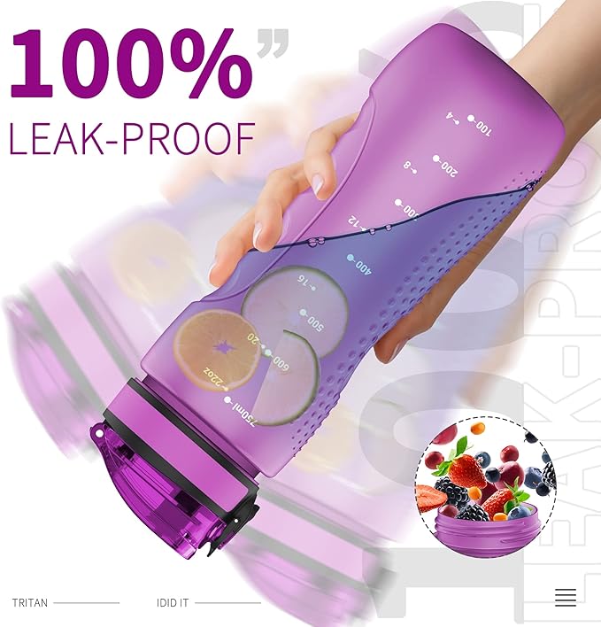 25oz Kids Sports Water Bottles for School with Spout Lid (Purple)