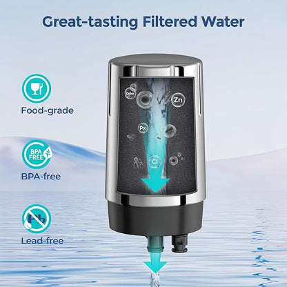 2-Pack Water Filter Replacement for Brita Faucet Filtration System, BPA-Free, Certified to Reduce Chlorine and Lead, Replace On-Tap Faucet Mount Water Filter, Chrome