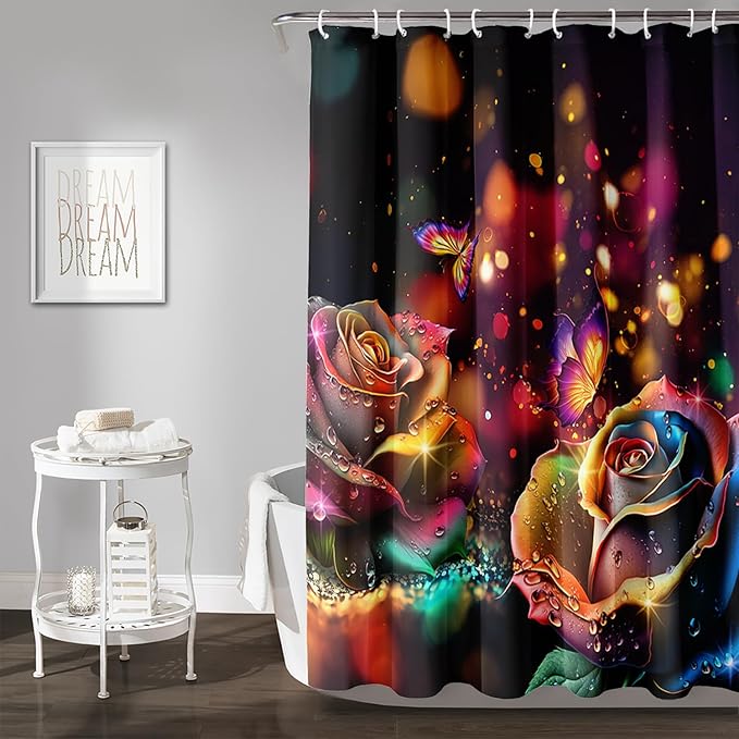 AILONEN Colorful Skull Shower Curtain for Bathroom Decor,Gradient Mushroom Skull Bath Curtain for Kids Boys Girls,Print Polyester Waterproof with 12 Plastic Hooks 72" W*72" H
