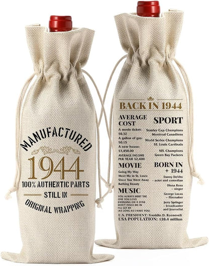 80th Birthday Gifts for Women Men Funny Wine Bag 80th Birthday Party Decorations Favors Happy Anniversary 80 Year Old Gifts for Woman Uncle Aunt Mom Dad Grandparents Wine Gift Bag