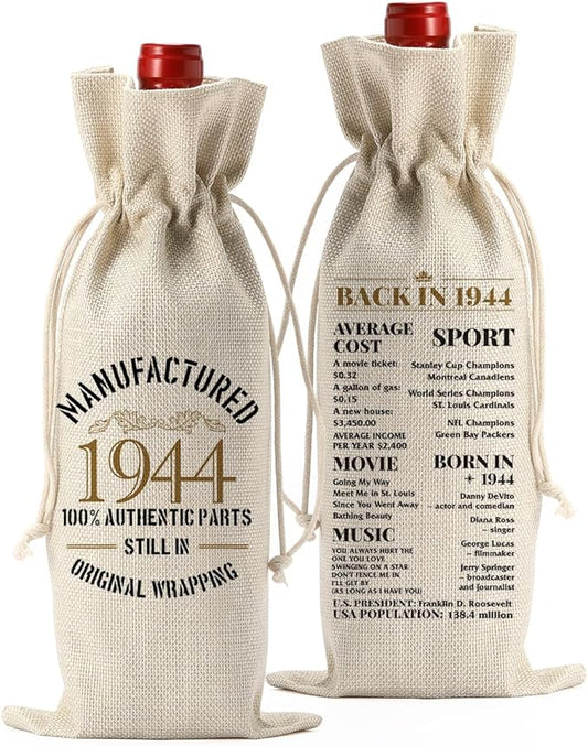 80th Birthday Gifts for Women Men Funny Wine Bag 80th Birthday Party Decorations Favors Happy Anniversary 80 Year Old Gifts for Woman Uncle Aunt Mom Dad Grandparents Wine Gift Bag