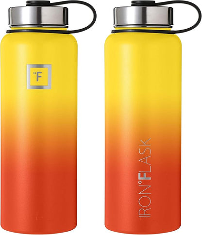 IRON °FLASK Sports Water Bottle - 18 Oz 3 Lids (Wide Spout Lid), Leak Proof - Stainless Steel Gym & Sports Bottles for Men, Women & Kids - Double Walled, Insulated Thermos, Mothers Day Gifts for Mom