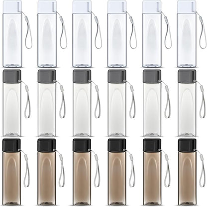 Mifoci 20 Pieces Water Bottle Bulk 17 oz Plastic Water Bottles Bulk Gym Sports Adults Reusable Large Water Bottles for Outdoor Fitness(Grey, White, Black,Rectangle)