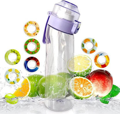 Air Water Bottle,650ML Scent Water Cup with 7 Flavour Pods,Leak Proof Sports Water Cup with Straw Suitable for Outdoor Sports,Gifts From Friends, Birthday Gifts (Purple)