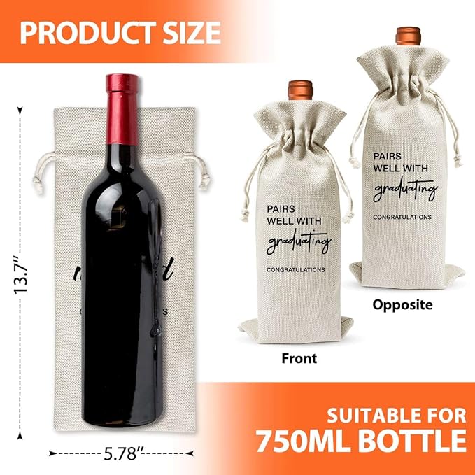 Graduation Gift Wine Champagne Bag, End Of Year Student Gifts Bag For College Student Best Friend Him Her Son Daughter Sister Man Women Niece Cousins, Farewell Present Bag For Wine Bottle