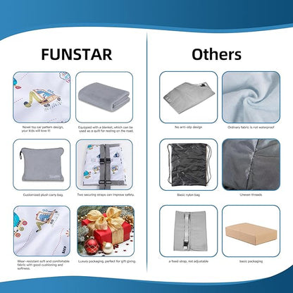 FUNSTAR Airplane seat Extender for Kids, Toddler Airplane Bed with Blanket, Baby Airplane Travel Essentials, Baby Portable Airplane Bed Footrest for Flight - Toddler Airplane Travel Essentials(White)