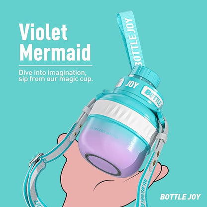 Stainless-Steel Water Bottle: Kids Water Bottle,Leakproof Lid, Perfect Sip, Double Insulated, Eco-Friendly, Dishwasher Safe & Stylish Strap, Gifts for Kids (Violet Mermaid, 16 oz)
