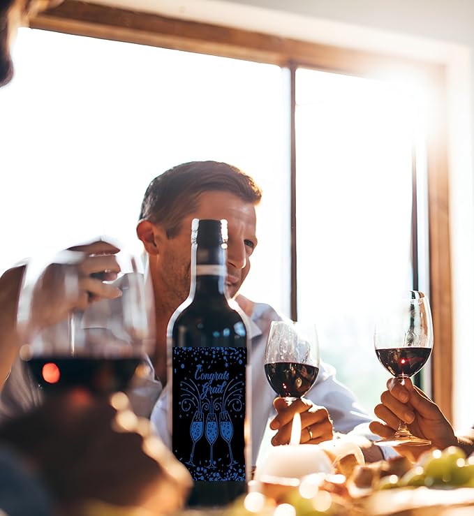 24Pcs Graduation Gift Wine Labels Congrats Grad Wine Bottle Stickers Graduation Party Waterproof Wine Bottle Decoration Cover for College Congrats Graduation Party Decorations, 4 Design