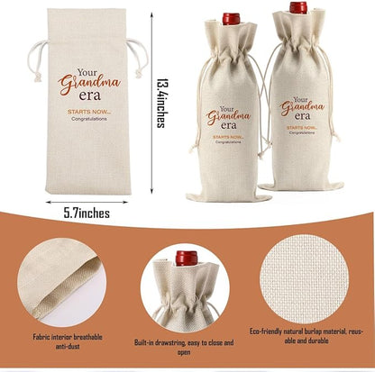 Grandma Wine Bag, New Grandma Gifts, Grandma to Be Gifts, Pregnancy Baby Announcement Gifts for Grandma, Your Grandma Era Starts Now Wine Bag