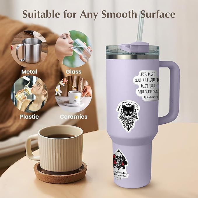 50Pcs Gothic Style Stickers Pack - Dark Aesthetic Vinyl Stickers, Easy to Apply, for Water Bottles, Laptops, Phones, Skateboards, Adults, Teens, Kids