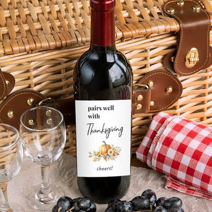 24Pcs Thanksgiving Wine Label Cheers Thanksgiving Wine Label Holiday Gift Champagne Label Wine bottle label Thanksgiving Gift Funny Gift
