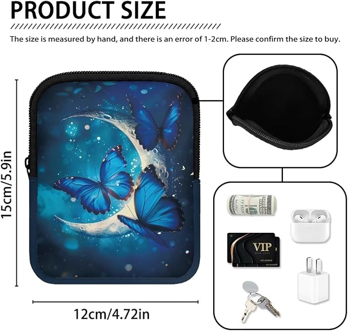 Butterfly Moon Stanley Cup Pouch with Adjustable Strap Water Bottle Storage Bag 20oz-40oz IceFlow Tumbler Pouch for Stanley Accessories